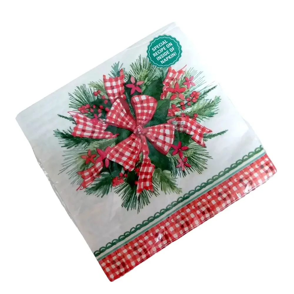 🏁🎀👩🏼‍🌾Pioneer Woman Christmas Dinner Napkins Coquette Bow Ribbon 20 2-Ply